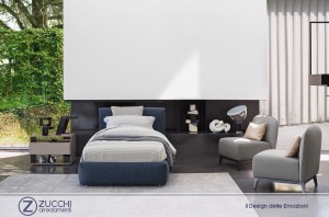 Rodolfo Dordoni: Letto Merkurio Singolo Flou Zucchi Arredamenti Made in Italy Design 01